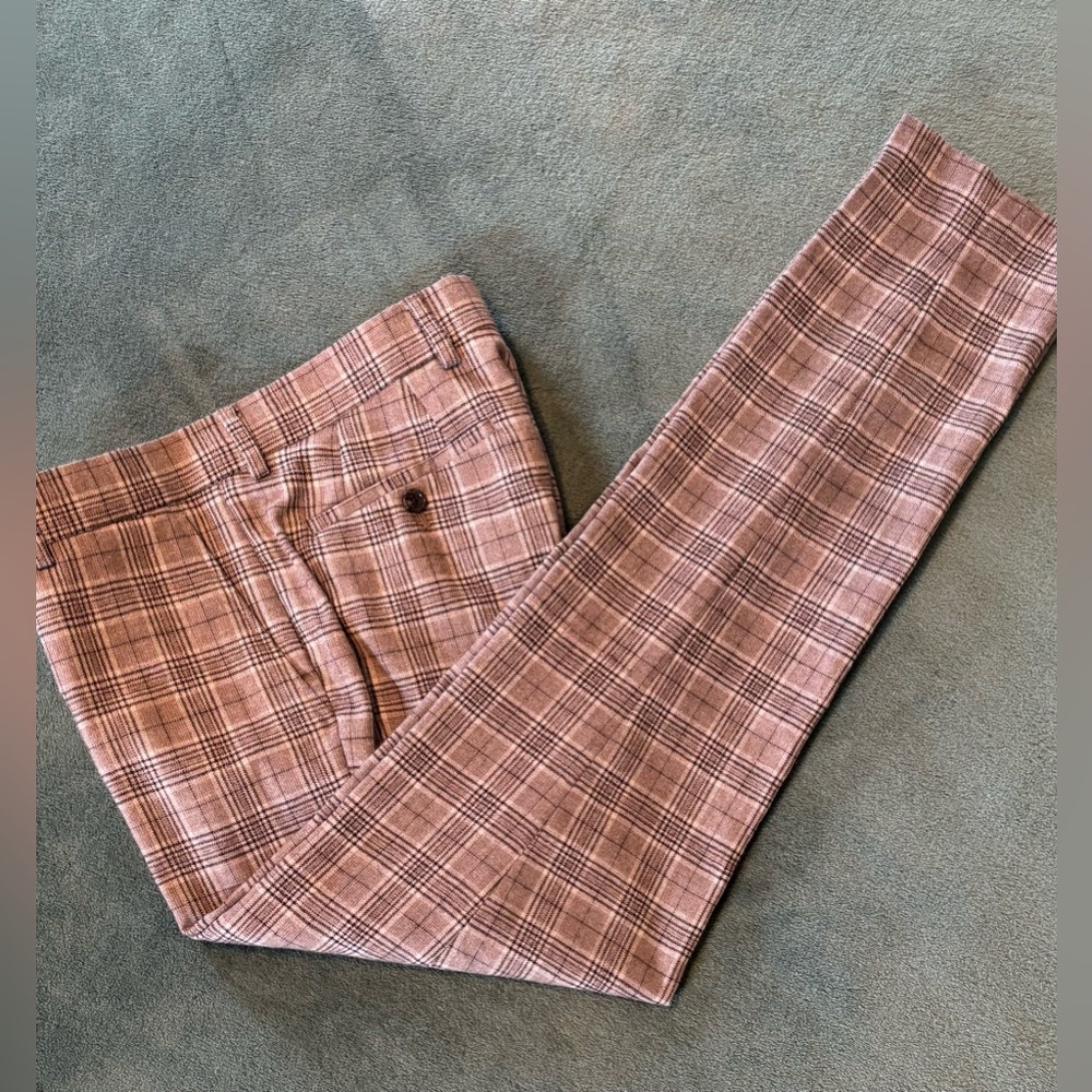 Topman Men's Checkered Pants - Brown and Black and gray. Size: 30W x 28L. (6030)